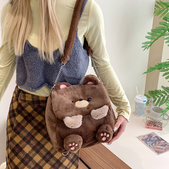 Plišani ruksak s medvjedićem - dječji karikatura stil, zatvarač, poliester podstava, unutarnja džep