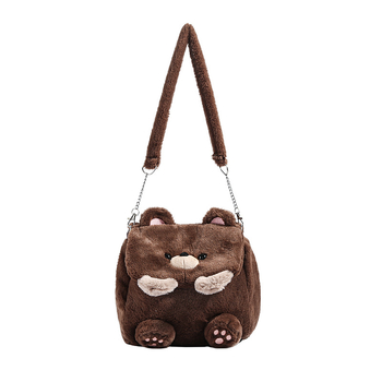 Plišani ruksak s medvjedićem - dječji karikatura stil, zatvarač, poliester podstava, unutarnja džep