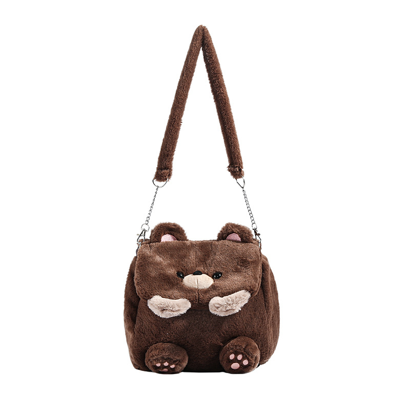 Plišani ruksak s medvjedićem - dječji karikatura stil, zatvarač, poliester podstava, unutarnja džep