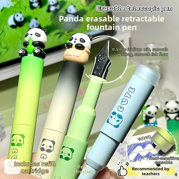 Gengxi Panda-stilna fountain pen s izvučnim mehanizmom, 0,5 mm iridij hrot, zamjenjive kartridže s tintom, za školsku kaligrafiju