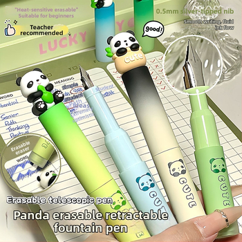 Gengxi Panda-stilna fountain pen s izvučnim mehanizmom, 0,5 mm iridij hrot, zamjenjive kartridže s tintom, za školsku kaligrafiju