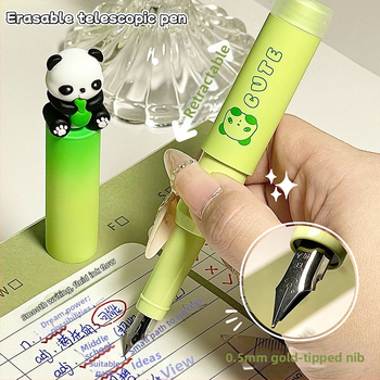 Gengxi Panda-stilna fountain pen s izvučnim mehanizmom, 0,5 mm iridij hrot, zamjenjive kartridže s tintom, za školsku kaligrafiju