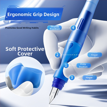 Kbx-6399 pisaće pero s nehrđajućim čeličnim vrhom, potisno punjenje, zamjenjiva posuda s tintom, za vježbanje pisanja učenika