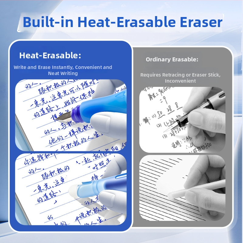 Kbx-6399 pisaće pero s nehrđajućim čeličnim vrhom, potisno punjenje, zamjenjiva posuda s tintom, za vježbanje pisanja učenika