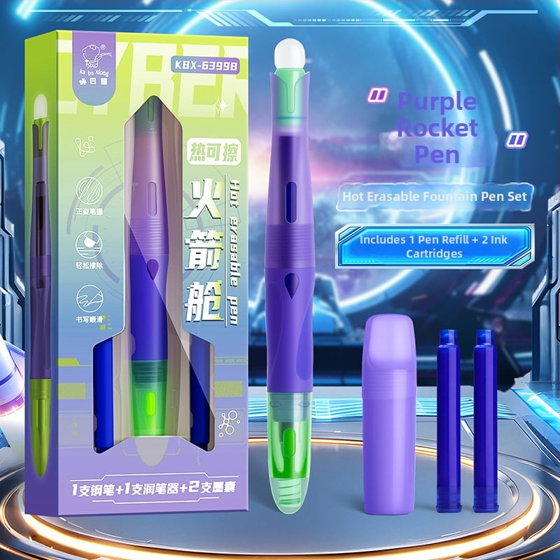 Kbx-6399 pisaće pero s nehrđajućim čeličnim vrhom, potisno punjenje, zamjenjiva posuda s tintom, za vježbanje pisanja učenika