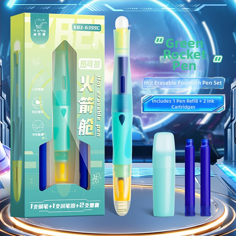 Kbx-6399 pisaće pero s nehrđajućim čeličnim vrhom, potisno punjenje, zamjenjiva posuda s tintom, za vježbanje pisanja učenika