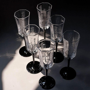Kristalna čaša za šampanjac, retro stil, osmerokutnog oblika, 101–200 ml, u poklon kutiji