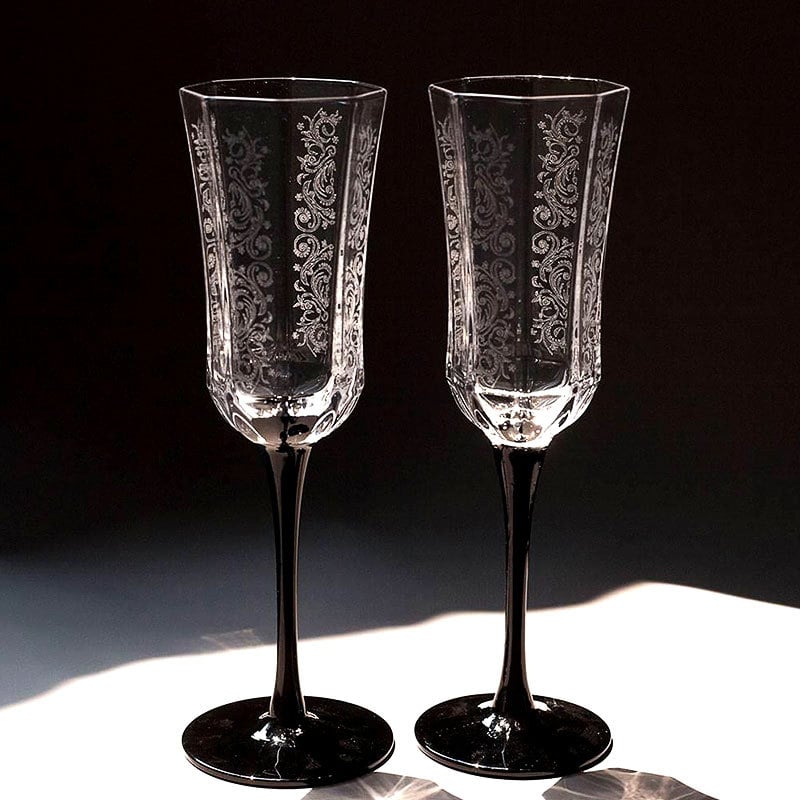 Kristalna čaša za šampanjac, retro stil, osmerokutnog oblika, 101–200 ml, u poklon kutiji