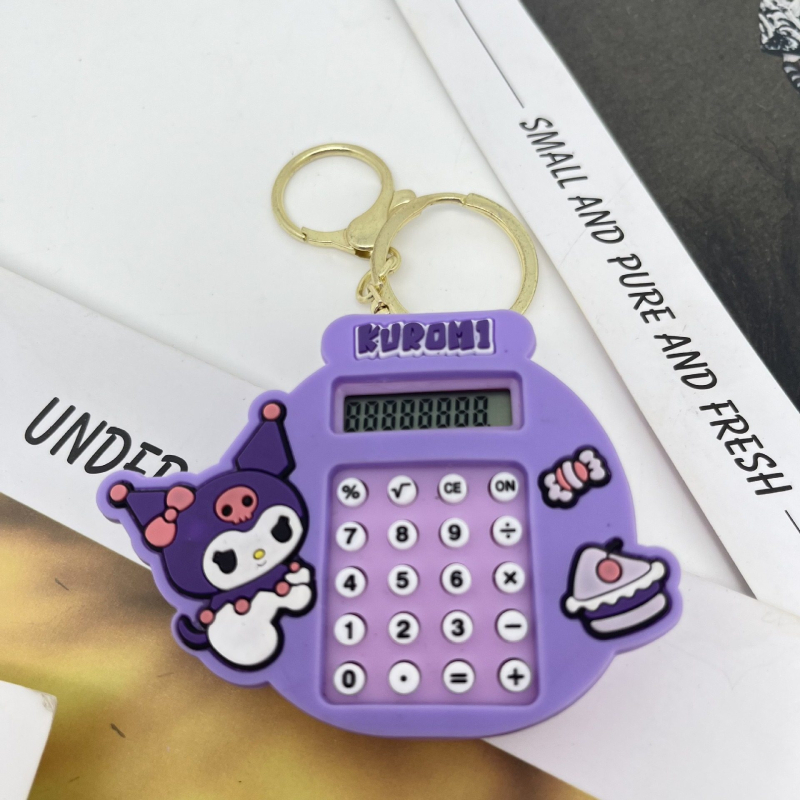 Mini számológép kulcstartó, 8 számjegyű kijelző, ABS műanyag, beépített elem, kompatibilis gombos elemmel