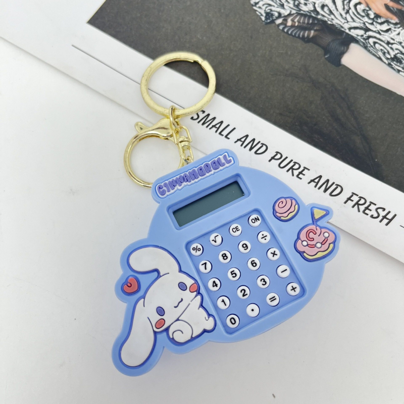 Mini számológép kulcstartó, 8 számjegyű kijelző, ABS műanyag, beépített elem, kompatibilis gombos elemmel