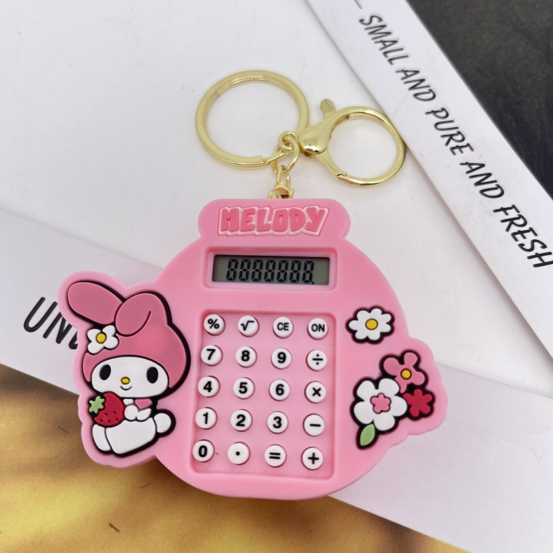 Mini számológép kulcstartó, 8 számjegyű kijelző, ABS műanyag, beépített elem, kompatibilis gombos elemmel