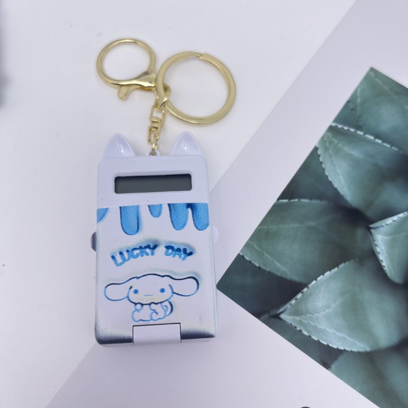 Mini számológép kulcstartó, 8 számjegyű kijelző, ABS műanyag, beépített elem, kompatibilis gombos elemmel