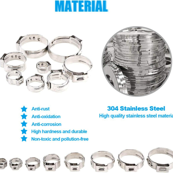 Stezaljka za grlo — 80 komada, 304 nehrđajućeg čelika, jednovušna bezšavna, 6–23,5 mm, s kliještima