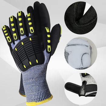 Gumene rukavice za rad s zaštitom od udara, rezanja, klizanja i habanja za naftnu i rudarsku industriju