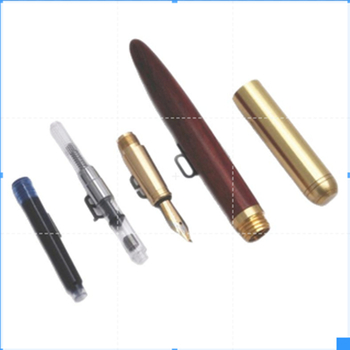 Latunsko sandalovo drveno pero, model 1-1, vrh od nehrđajućeg čelika, sustav tintne vrećice, graviranje logotipa dostupno