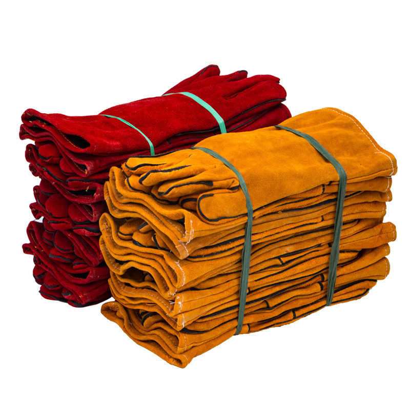 Mănuși de sudură din piele de vită, rezistente la abraziune, rezistente la temperaturi înalte, izolație termică, prelungite și îngroșate