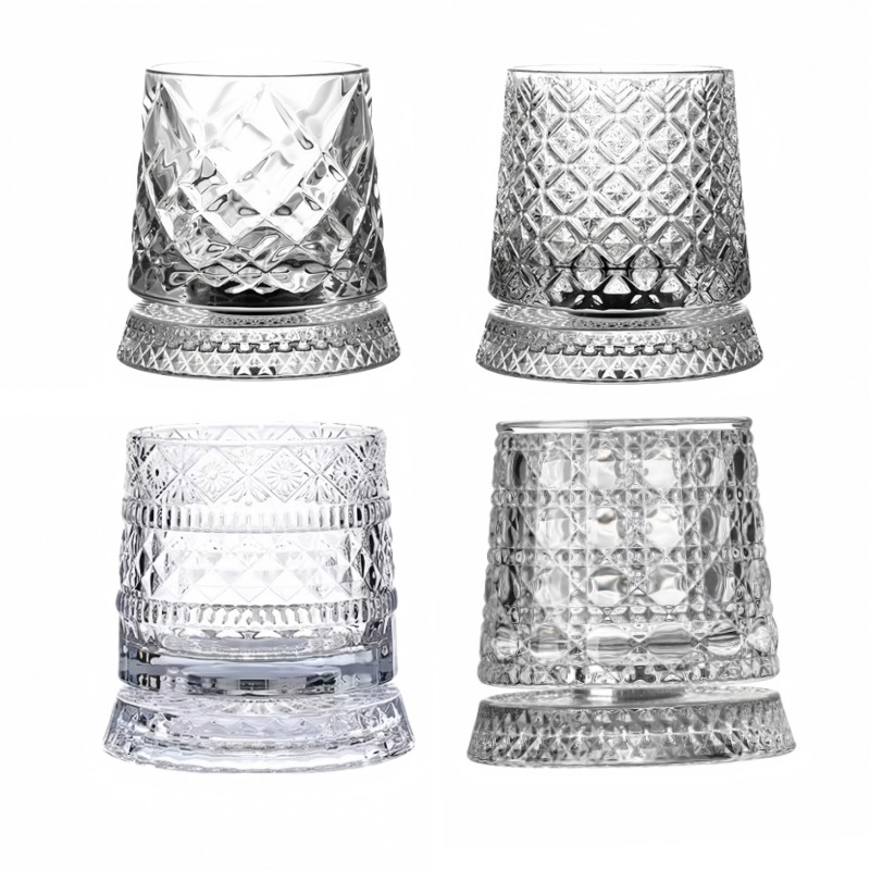 Čaša za viski, kristalno staklo, 201–300 ml, nordijski stil, rotirajući dizajn