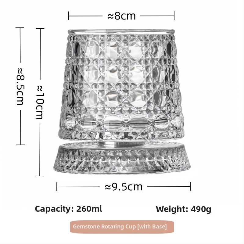 Čaša za viski, kristalno staklo, 201–300 ml, nordijski stil, rotirajući dizajn