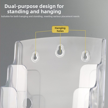 Akrylový informačný stojan na dokumenty, 4-podlažný stolný organizér na brožúry a letáky, medzera medzi policami 10 cm