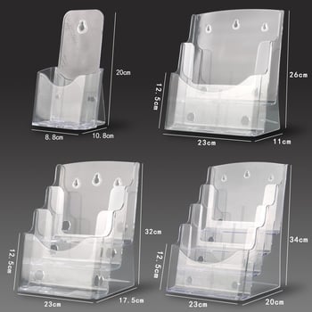 Akrilni informativni stalak za dokumente, 4-podnu stolni organizator za brošure i letke, razmak polica 10 cm