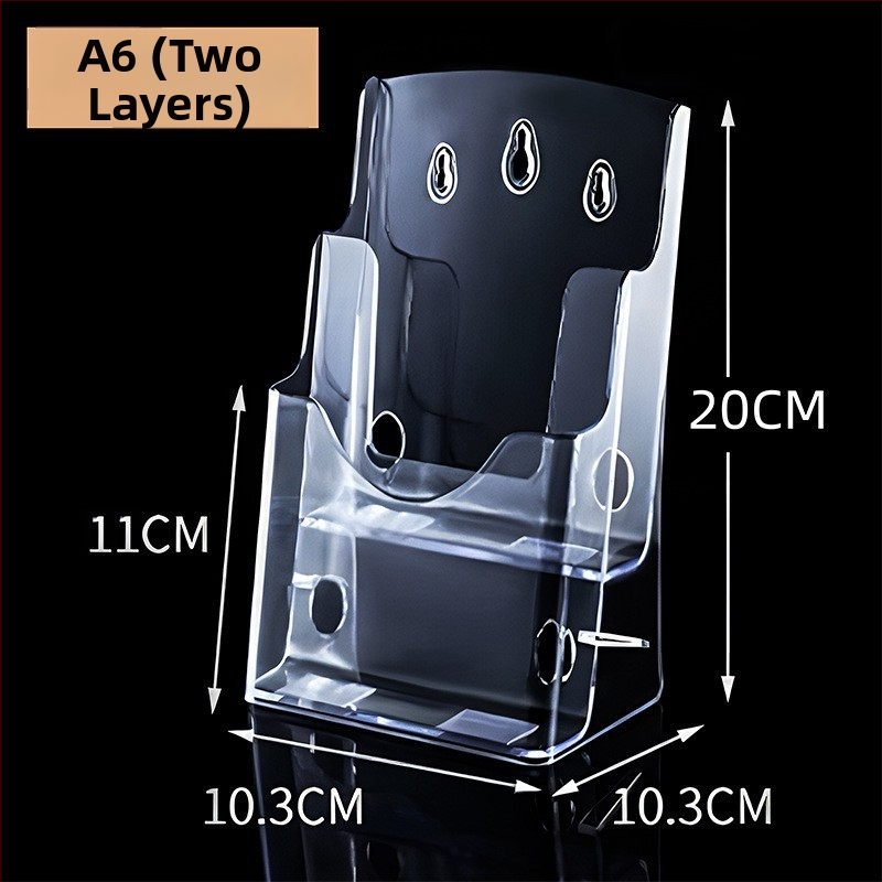 Akrylový informačný stojan na dokumenty, 4-podlažný stolný organizér na brožúry a letáky, medzera medzi policami 10 cm