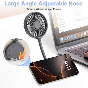 Magnetski USB ventilator s MagSafe držačem za telefon, 6 lopatica, brushless motor, ugrađena baterija 800–1000 mAh, 3 brzine, tih rad