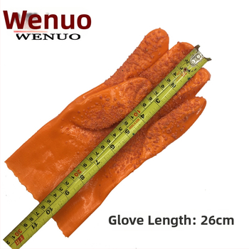 PVC pracovné rukavice pre priemyselný rybolov s bavlnenou podšívkou – protišmykové, olejodolné, rezné odolné, odolné voči kyselinám a zásadám, vodotesné