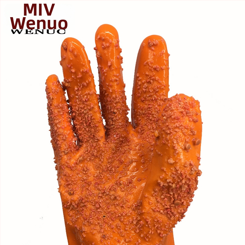 PVC pracovné rukavice pre priemyselný rybolov s bavlnenou podšívkou – protišmykové, olejodolné, rezné odolné, odolné voči kyselinám a zásadám, vodotesné