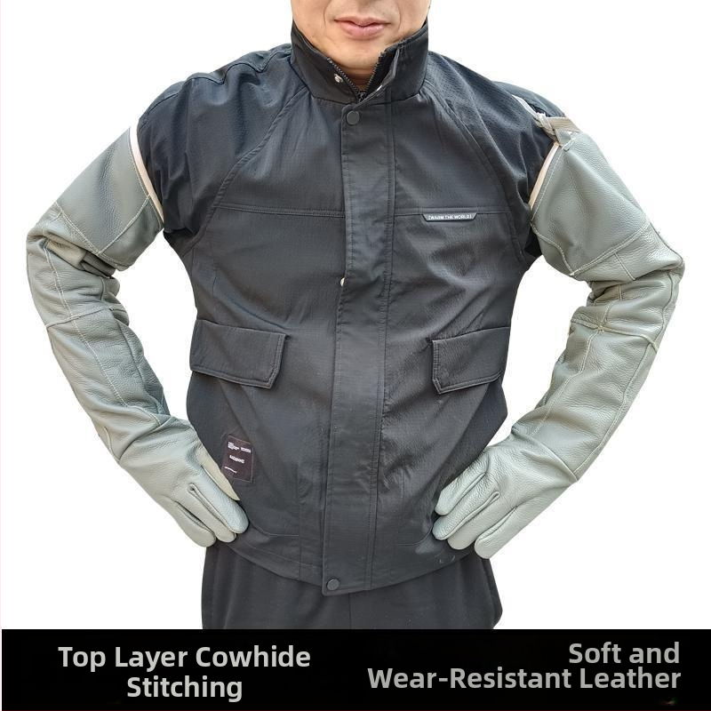 Dlhé a hrubé hovädzie kožené zváracie rukavice pre vonkajšie práce, odolné proti opotrebovaniu, proti prepichnutiu, tepelne izolované