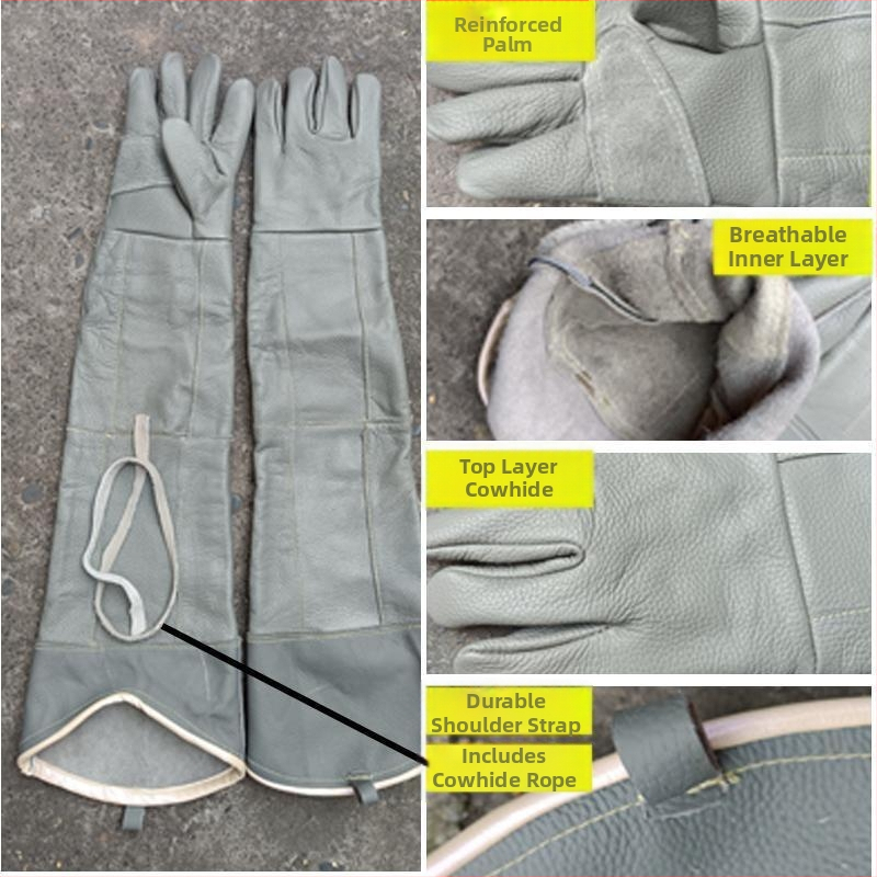 Dlhé a hrubé hovädzie kožené zváracie rukavice pre vonkajšie práce, odolné proti opotrebovaniu, proti prepichnutiu, tepelne izolované