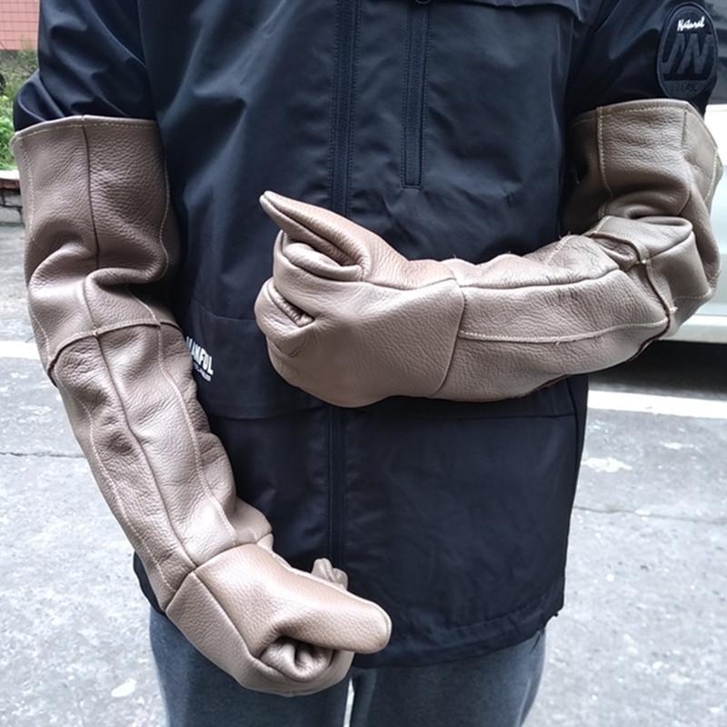 Dlhé a hrubé hovädzie kožené zváracie rukavice pre vonkajšie práce, odolné proti opotrebovaniu, proti prepichnutiu, tepelne izolované