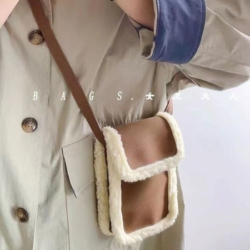 Casual najlonska torbica za telefon sa suede podstavom, horizontalnog kvadratnog oblika, crossbody s jednim remenom