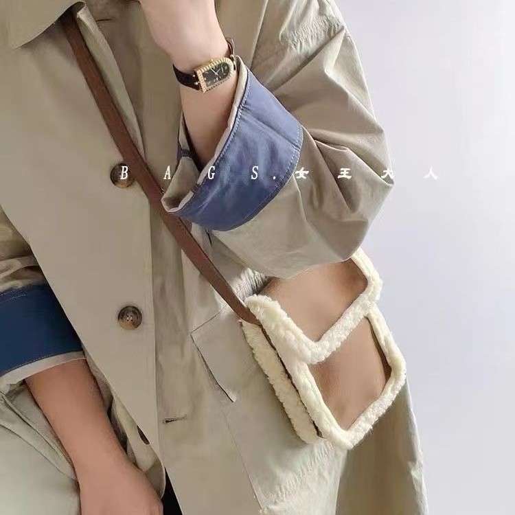 Casual najlonska torbica za telefon sa suede podstavom, horizontalnog kvadratnog oblika, crossbody s jednim remenom