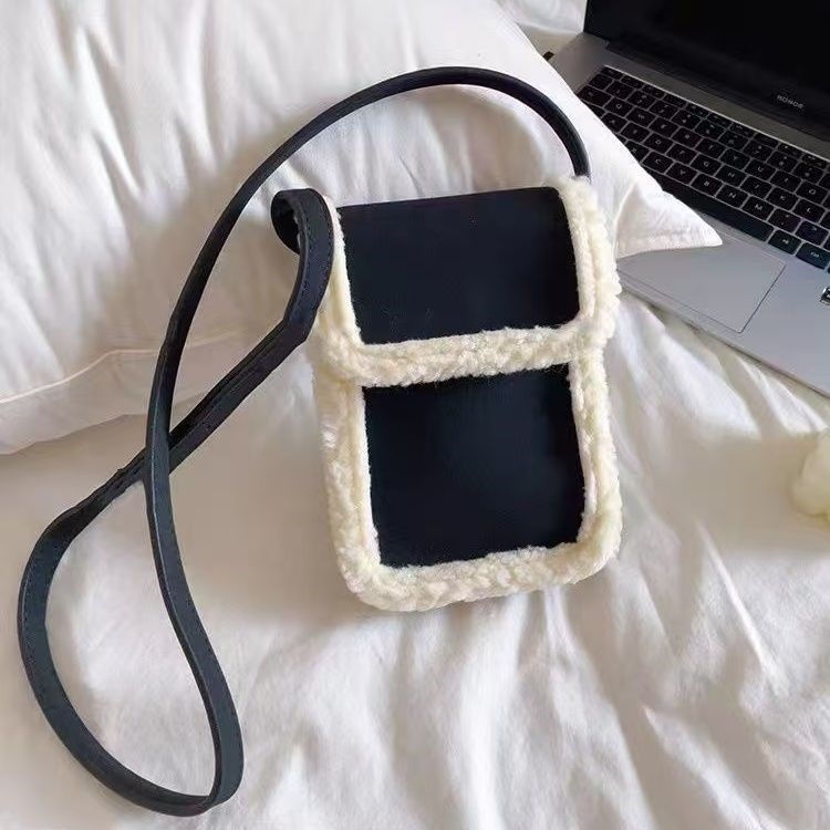 Casual najlonska torbica za telefon sa suede podstavom, horizontalnog kvadratnog oblika, crossbody s jednim remenom