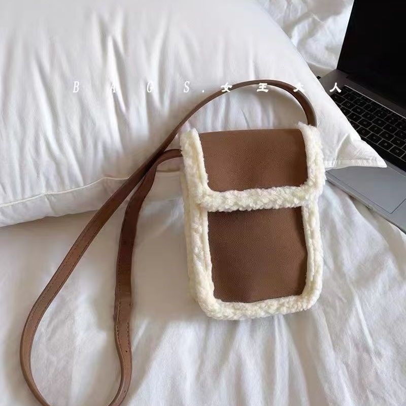 Casual najlonska torbica za telefon sa suede podstavom, horizontalnog kvadratnog oblika, crossbody s jednim remenom