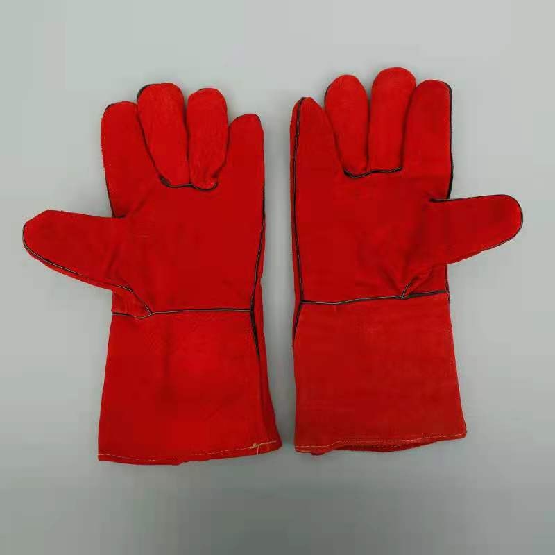 Rukavice na zváranie z hovädzej kože, dlhé, s dvojitou ochranou, vhodné pre zváranie v chlade