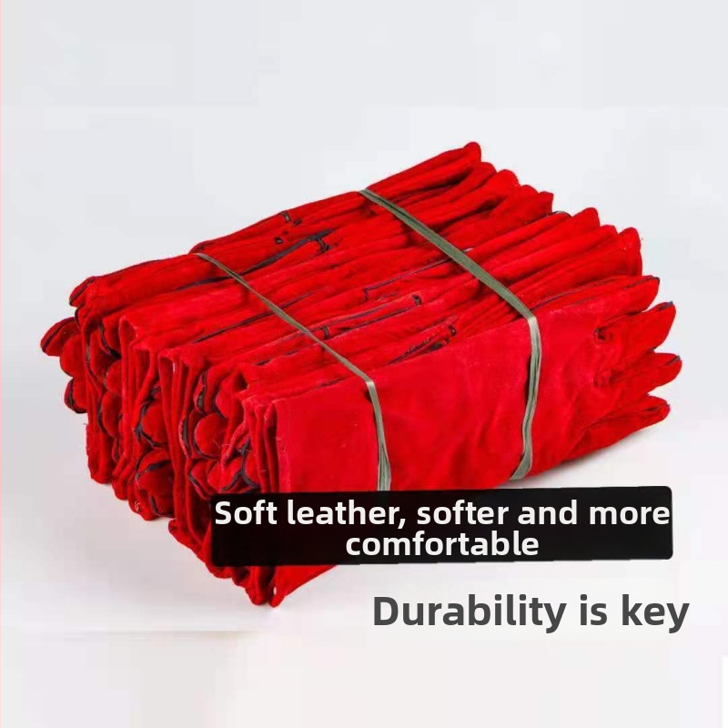 Rukavice na zváranie z hovädzej kože, dlhé, s dvojitou ochranou, vhodné pre zváranie v chlade