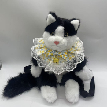 Λούτρινο σακίδιο σε μορφή γάτας με ρεαλιστικό σχέδιο - εξωτερικό υλικό πολυεστερ, γέμισμα PP βάμβακι, κατάλληλο για 7–14 ετών