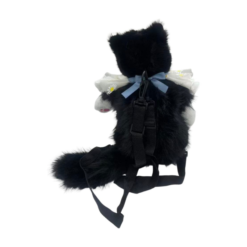 Λούτρινο σακίδιο σε μορφή γάτας με ρεαλιστικό σχέδιο - εξωτερικό υλικό πολυεστερ, γέμισμα PP βάμβακι, κατάλληλο για 7–14 ετών