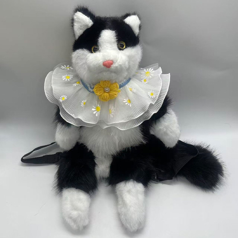 Λούτρινο σακίδιο σε μορφή γάτας με ρεαλιστικό σχέδιο - εξωτερικό υλικό πολυεστερ, γέμισμα PP βάμβακι, κατάλληλο για 7–14 ετών