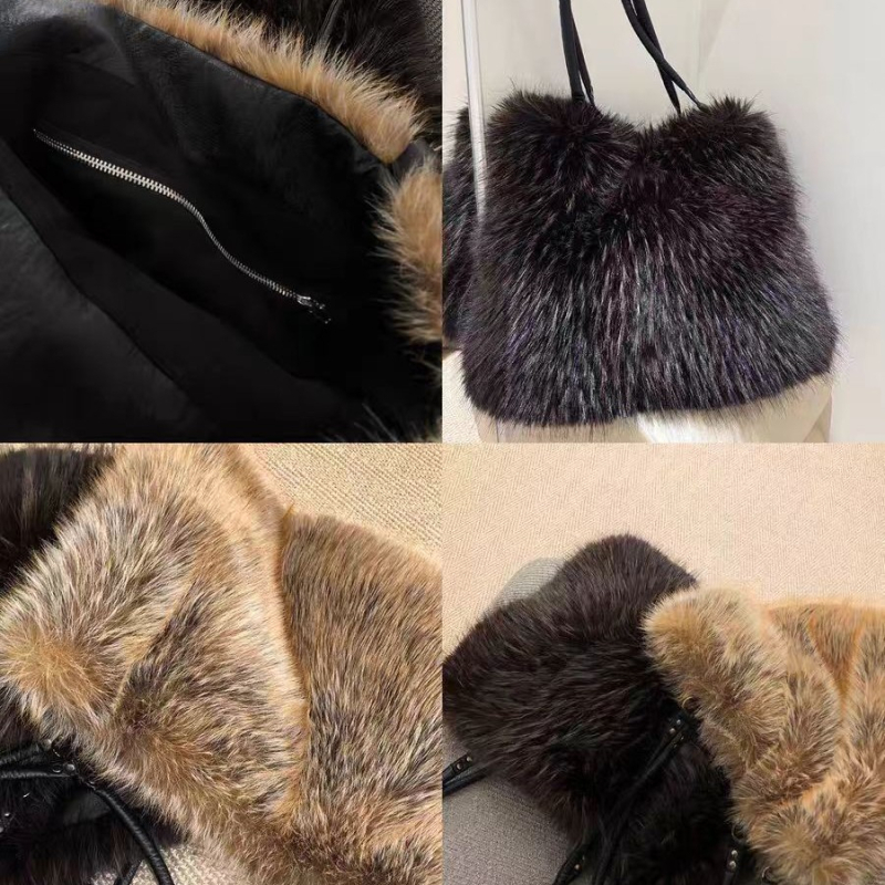 Futrzasta ženska crossbody torbica, mala kvadratna torbica, jesen-zima 2025