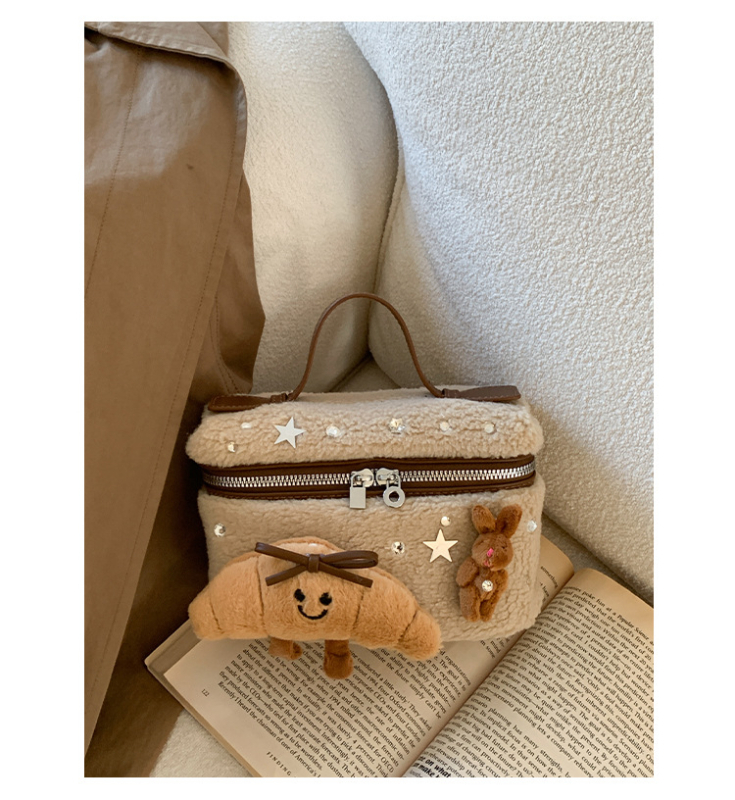 Geantă-cutie pufoasă, stil urban minimalist, material textil, închidere cu fermoar, căptușeală poliester, Triumph