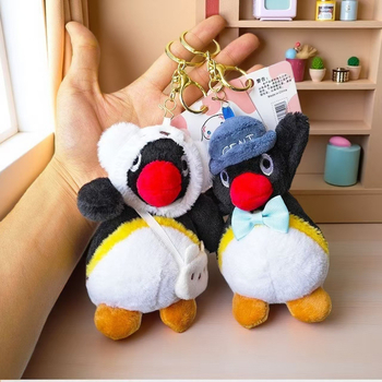 Păpușă pluș cu pinguin — umplutură PP bumbac, pluș scurt, desene personalizate, pandantiv pentru geantă și breloc