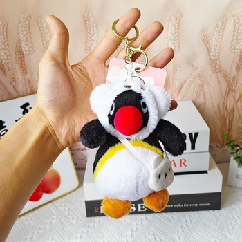 Păpușă pluș cu pinguin — umplutură PP bumbac, pluș scurt, desene personalizate, pandantiv pentru geantă și breloc