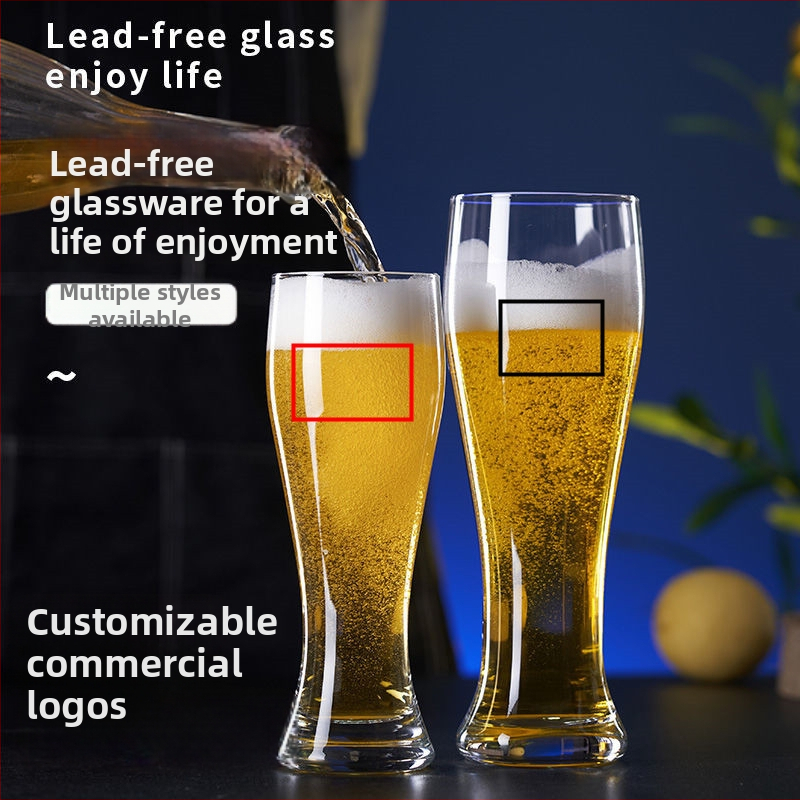 Kristalno staklena čaša za pivo, kapacitet 401–500 ml, moderan minimalistički dizajn bez ručke, graviranje logotipa dostupno