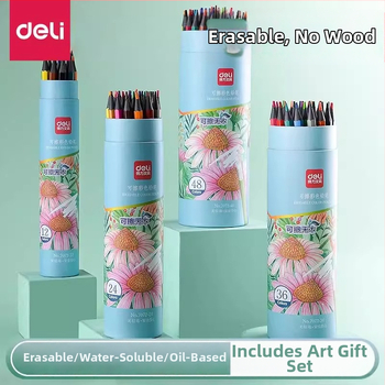 Deli 7072 törölhető fa burkolatú színes ceruzák általános iskolások és művészeti tanulók számára