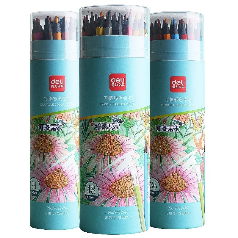 Deli 7072 törölhető fa burkolatú színes ceruzák általános iskolások és művészeti tanulók számára