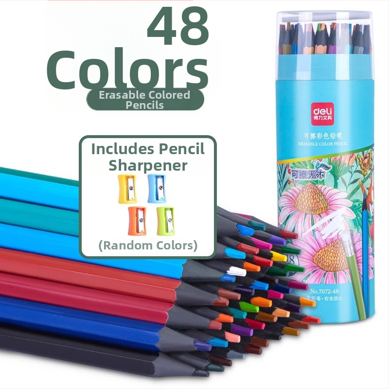 Deli 7072 törölhető fa burkolatú színes ceruzák általános iskolások és művészeti tanulók számára