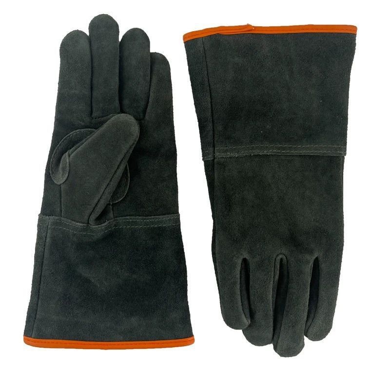 Mănuși de sudură din piele de vită — rezistente la abraziune, la căldură și la flacără, anti-perforație, pentru lucru în exterior