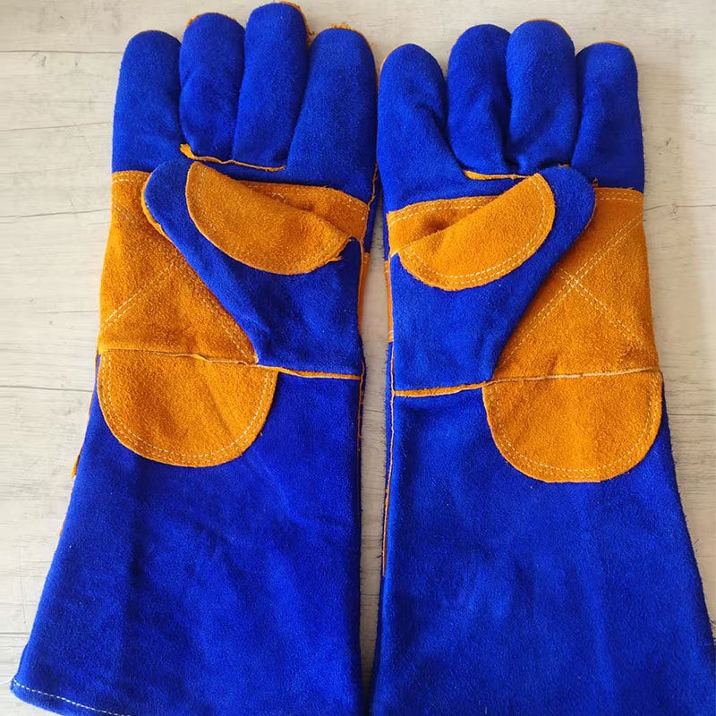 Zavarivačke rukavice, dvostruka koža teleće kože s velurovom podstavom, zaštita od opeklina i iskri, za zavarivanje